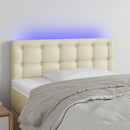 sengegavl med LED-lys 100x5x78/88 cm kunstlæder cremefarvet