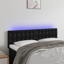 sengegavl med LED-lys 144x5x78/88 cm kunstlæder sort