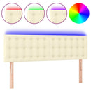 sengegavl med LED-lys 144x5x78/88 cm kunstlæder cremefarvet
