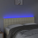 sengegavl med LED-lys 144x5x78/88 cm kunstlæder cremefarvet