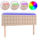 sengegavl med LED-lys 144x5x78/88cm kunstlæder cappuccinofarvet
