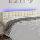 sengegavl med LED-lys 160x5x78/88 cm kunstlæder cremefarvet