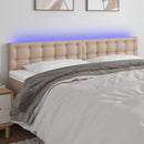 sengegavl med LED-lys 160x5x78/88cm kunstlæder cappuccinofarvet