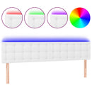 sengegavl med LED-lys 180x5x78/88 cm kunstlæder hvid