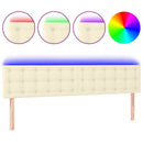sengegavl med LED-lys 180x5x78/88 cm kunstlæder cremefarvet