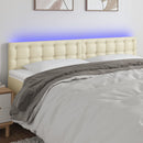 sengegavl med LED-lys 180x5x78/88 cm kunstlæder cremefarvet