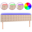 sengegavl med LED-lys 180x5x78/88cm kunstlæder cappuccinofarvet