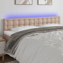 sengegavl med LED-lys 200x5x78/88cm kunstlæder cappuccinofarvet