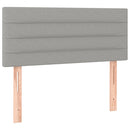 sengegavl med LED-lys 80x5x78/88 cm stof lysegrå