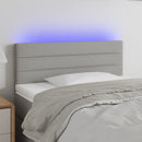 sengegavl med LED-lys 80x5x78/88 cm stof lysegrå