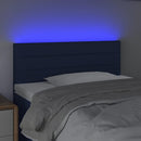 sengegavl med LED-lys 90x5x78/88 cm stof blå