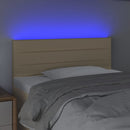 sengegavl med LED-lys 100x5x78/88 cm stof cremefarvet