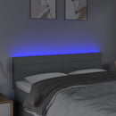 sengegavl med LED-lys 144x5x78/88 cm stof lysegrå