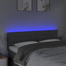 sengegavl med LED-lys 144x5x78/88 cm stof mørkegrå