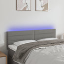 sengegavl med LED-lys 144x5x78/88 cm stof mørkegrå