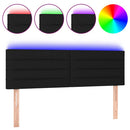 sengegavl med LED-lys 144x5x78/88 cm stof sort