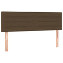 sengegavl med LED-lys 144x5x78/88 cm stof mørkebrun