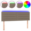 sengegavl med LED-lys 144x5x78/88 cm stof gråbrun