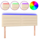 sengegavl med LED-lys 144x5x78/88 cm stof cremefarvet