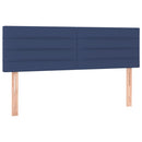 sengegavl med LED-lys 144x5x78/88 cm stof blå