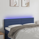 sengegavl med LED-lys 144x5x78/88 cm stof blå