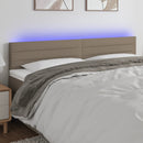 sengegavl med LED-lys 160x5x78/88 cm stof gråbrun