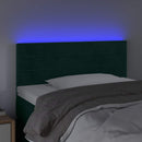 sengegavl med LED-lys 80x5x78/88 cm velour mørkegrøn