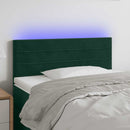 sengegavl med LED-lys 80x5x78/88 cm velour mørkegrøn
