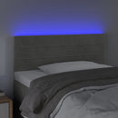 sengegavl med LED-lys 90x5x78/88 cm fløjl lysegrå