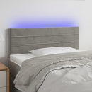 sengegavl med LED-lys 90x5x78/88 cm fløjl lysegrå