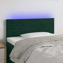 sengegavl med LED-lys 90x5x78/88 cm fløjl mørkegrøn