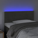 sengegavl med LED-lys 100x5x78/88 cm fløjl mørkegrå