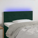 sengegavl med LED-lys 100x5x78/88 cm fløjl mørkegrøn
