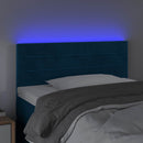 sengegavl med LED-lys 100x5x78/88 cm fløjl mørkeblå