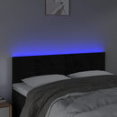 sengegavl med LED-lys 144x5x78/88 cm fløjl sort