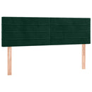 sengegavl med LED-lys 144x5x78/88 cm fløjl mørkegrøn