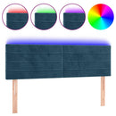 sengegavl med LED-lys 144x5x78/88 cm fløjl mørkeblå