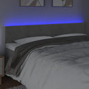 sengegavl med LED-lys 160x5x78/88 cm fløjl lysegrå