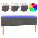 sengegavl med LED-lys 160x5x78/88 cm velour mørkegrå