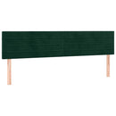sengegavl med LED-lys 160x5x78/88 cm fløjl mørkegrøn