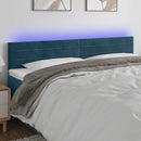sengegavl med LED-lys 160x5x78/88 cm fløjl mørkeblå