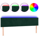 sengegavl med LED-lys 200x5x78/88 cm fløjl mørkegrøn