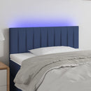 sengegavl med LED-lys 80x5x78/88 cm stof blå
