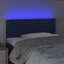 sengegavl med LED-lys 90x5x78/88 cm stof blå