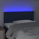 sengegavl med LED-lys 90x5x78/88 cm stof blå