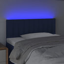 sengegavl med LED-lys 100x5x78/88 cm stof blå