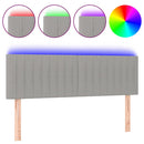 sengegavl med LED-lys 144x5x78/88 cm stof lysegrå