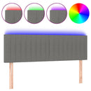 sengegavl med LED-lys 144x5x78/88 cm stof mørkegrå