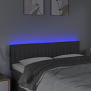 sengegavl med LED-lys 144x5x78/88 cm stof mørkegrå