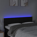 sengegavl med LED-lys 144x5x78/88 cm stof sort